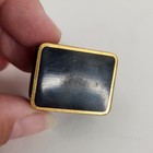 Vtg Volupte Brass Hinged Small Pill Box Enamel Floral Design Made In Usa