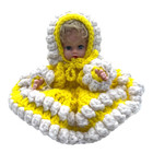 Vintage Doll With Yellow Crochet Dress White Trim 9  Doll Made In Hong Kong