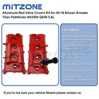 Aluminum Red Valve Covers Kit For 04-16 Nissan Armada Titan Pathfinder Qx56 5 6l