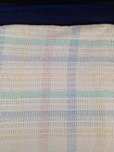 Beacon baby Pastel Plaid Stripe Knit Waffle Weave Blanket Vtg 40x30 Rare  20fb