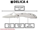 Spyderco Delica 4 Stainless Steel Handle Plain Vg-10 Blade Knife C11p