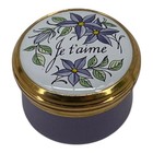 Vintage Crummles Enamel Box Je T   aime Floral Trinket Pill Box Made In England