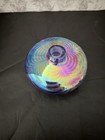 Hand-blown Art Glass Blue Swirl Iridescent Bottle Vanity Display Flower Bud Vase