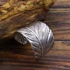 Elegant 925 Sterling Silver Feather Style Charms Wrist Bracelet Open Bangle Cuff