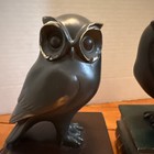 Owl On Books Bookend Set Antique Bronze Home Decorative Collectible -vintage
