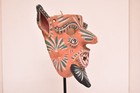 Vintage Mexican Folk Art Pottery Mask Diablo Devil Figure Ocumicho Sculpture 