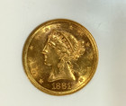 1881   s  5 Liberty Gold Half Eagle     Ngc Ms62     Older Holder     San Francisco