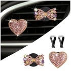 2pcs Bling Car Vent Clips With Bow Tie   Heart Design stylish Car Pink