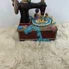 Antique Sewing Machine Animated Sewing Bears Resin Sanyko Music Box