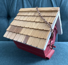New Red Wooden Bird House 8  X76  Rustic Farmhouse Decor W  Flip Top To Clean