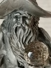 Rare Find Mystical Pewter Wizard Crafted  With Staff   Orb 4  Tall 9oz Unsigned 