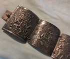 Antique Sterling Silver 5 Paneled Bracelet -stunning  Rare 