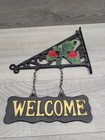Welcome Vintage Cast Iron Wall Hanger Greeting Door Sign Entry