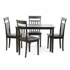 5 Pcs Dining Kitchen Set Rectangular Table 4 Warm Chairs Breakfast Wood Espresso