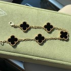Van C Arpels Bracelet Vintage Alhambra 5 Motifs Black Onyx 18k Yellow Gold