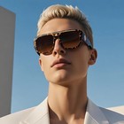 Luxury Oversized Square Sunglasses Gold Medallion Black Frame Men s Fashion 2026