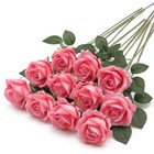 12 Pcs Pink Silk Roses Artificial Flowers For Home Wedding Party Decoration