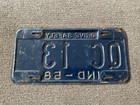 Rare 1958 Indiana Low Digit  13 License Plate All Original Chevy Ford Dodge
