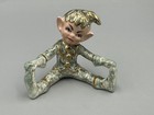 Vintage Gold   Green Pixie Ceramic Grumpy Elf Vintage Figurine