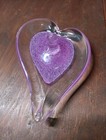 Signed Heart Shaped Art Glass Ring Holder