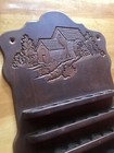 Vintage Thimble Holder Wood Wall Display Carved Gris Mill Water Wheel Holds 35