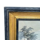 Vintage Antique Painting On Silk Japan Mt Fuji Bridge Trees Framed Under Glass