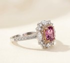 Bridal Pink Sapphire Ring Cushion Rose Gold Halo Cocktail Statement Jewelry Fine