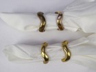 4 Vintage Solid Brass Napkin Rings Hand Formed Wave Design Heavyweight  D25
