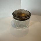 Vintage Silver   Glass Vanity Jar Powder Jar