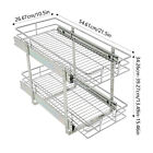 Silver Pull Out Cabinet Organizer Iron 2-tier Cabinet Shelves Kitchen Organizer