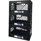 24qt Plastic Storage Heavy-duty Milk Crate  Black 3 Pack  New