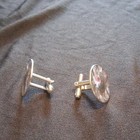 Vintage Round Silver Tone Metal Bullet Back Men s Cufflinks Pair Set No Stone