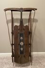 Vtg Rare Antique 36    Wooden Snow Sled Wood   Metal   Winter Decor