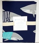 New Pottery Barn Kids Organic Shark Bite Twin Duvet Cover Ocean Nautical W Tags