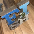 Rustic Plaque  Fish  7  X 6 5  X 1 25  Fisherman Man Cave Bass