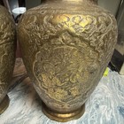 Large Antique Persian Islamic Engraved Brass Vases Qajar Dynasty 19th Century