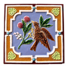 Antique Pair 1870s Minton Hollins Majolica Bird Wall Tiles