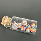 Set Of 10 Contemporary Handmade Art Glass Peewee Swirl Marbles   Storage Jar