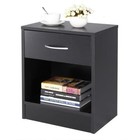 Set Of 2 Black Bedside End Side Sofa Table Storage Shelf W drawer For Bedroom