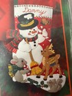 Vintage Bucilla Snowman   Friends 18  Felt Christmas Stocking Kit 84951