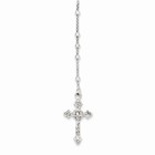 Sterling Silver Polished Rosary Beads  Necklace With Crucifix Cross