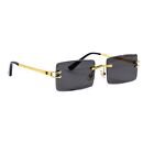 Vintage Men s Black Tint Rectangle Luxury Gold Frame Fashion Rimless Sunglasses