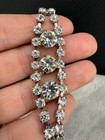 Vintage Rhinestone Bracelet Clip On Earrings Set Silver Tone 6 5 