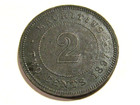 1897 Mauritius 2 Cents Bronze Old Coin