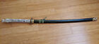 Dragon Head Handle  Highlander Style Katana With Green And Gold Scabbard
