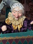 Vintage  rare  Velvet Elf Gnome Jester Jack In The Box Mardi Gras 10 5   
