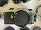 Huge Pentax Lot W 2 Cameras  50mm 1 2 Lens  Flashes  Straps  Caps  Pouches  Etc 