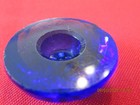 1 Vintage  Blue Glass Button 1 1 4  Round  1 4 Tall   4 Holes