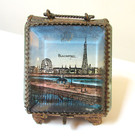 Antique Eglomise Reverse Painted Watch Stand Blackpool Souvenir