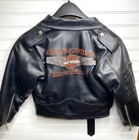 Vintage Boys Harley Davidson Motorcycle Black Faux Leather Jacket Youth Size 7